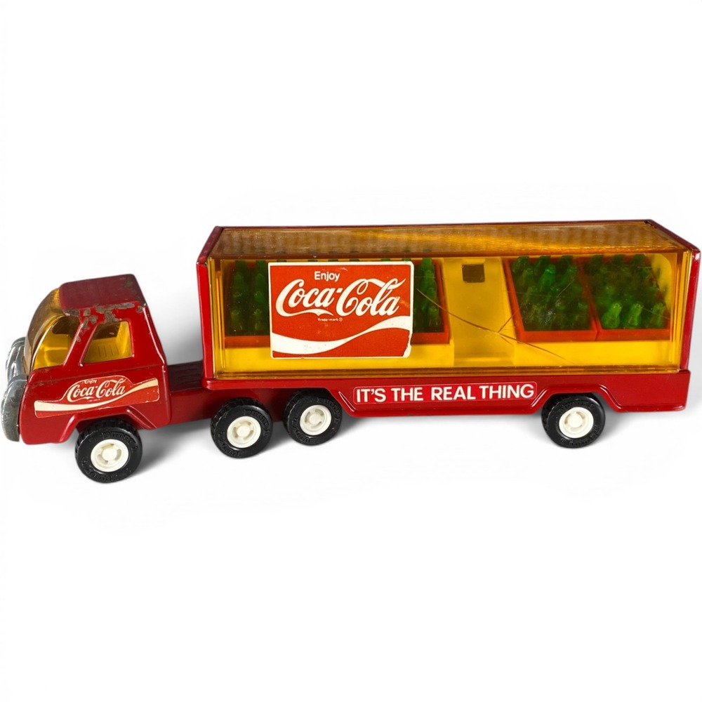 Vintage Buddy L Coca-Cola Delivery Truck Diecast Metal Japan 1970s Red Semi Toy